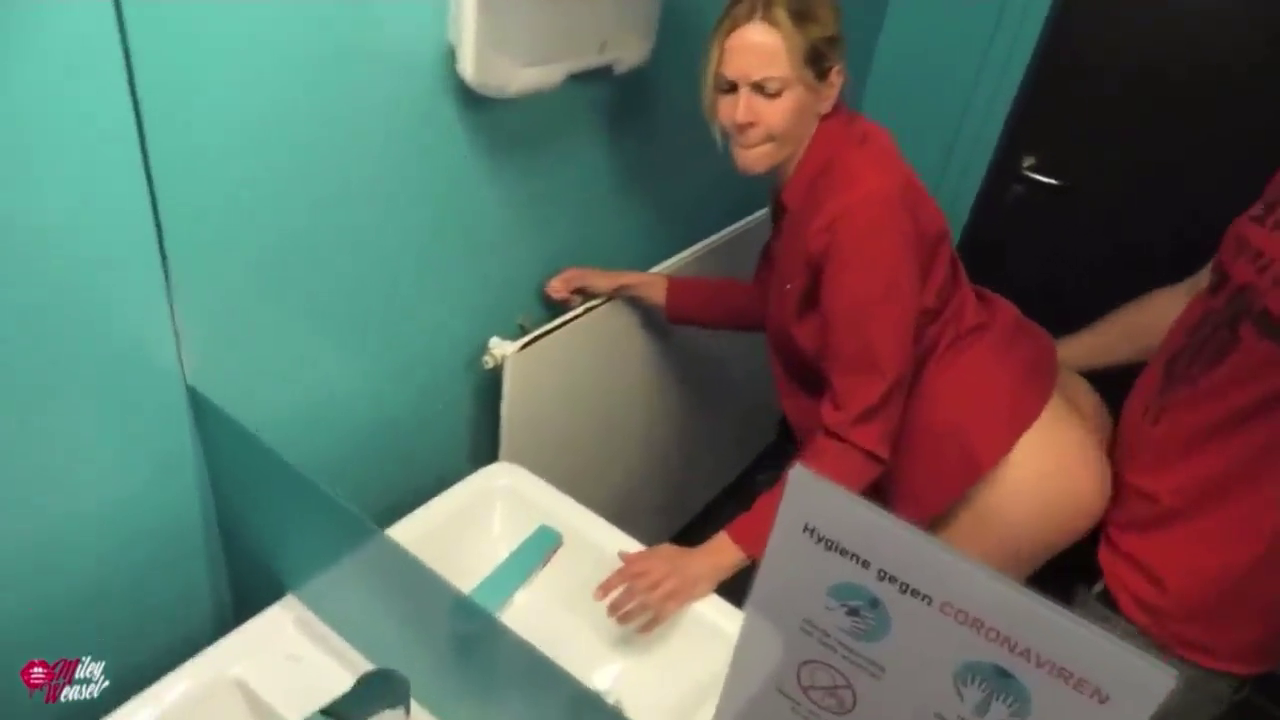 Blonde MILF Hotel employee got fucked in the bathroom